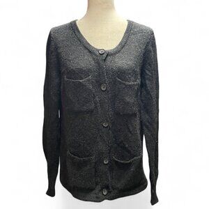 Gap 90s Style Womens Alpaca Wool Gray Knit Button Up Dark Academia Sweater Large